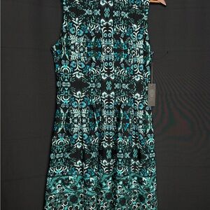 Vince Camuto Black and Teal Midi Dress